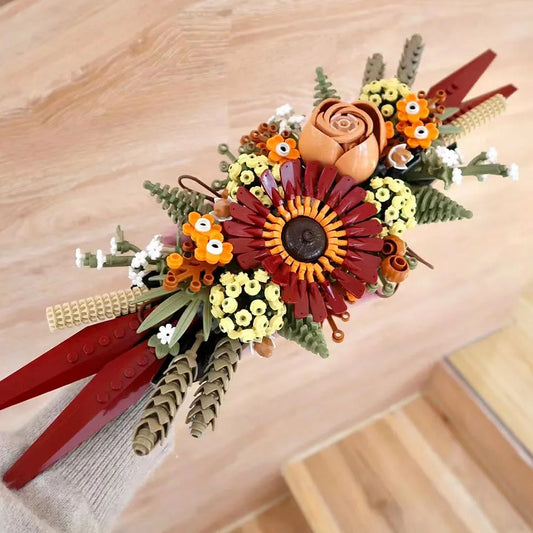 Romantic Love Bouquet Idea Dried Flower Centerpiece Bricks Toy