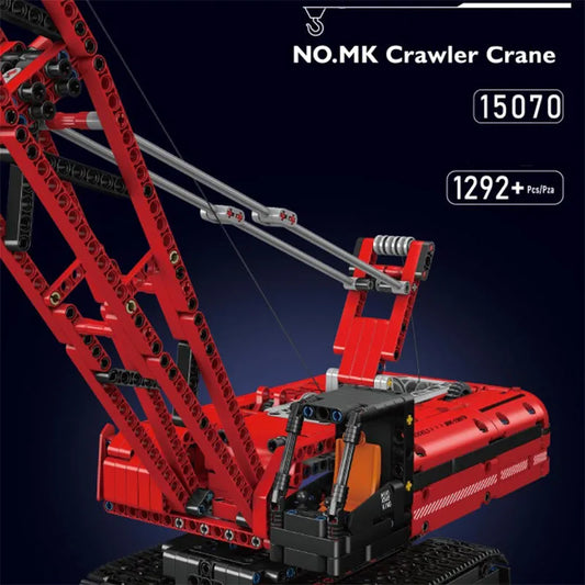 Tech MOC Motorized Red Crawler Crane Bricks Toy