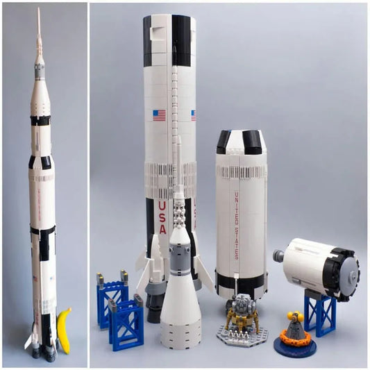 MOC Apollo Saturn V Space Rocket Bricks Toys 37003