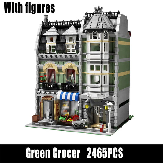 MOC City Street Expert Green Grocer Store Bricks Toy 15008