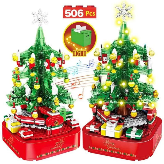 MOC Expert Christmas Tree Santa Music Light Box Bricks Kids Toys
