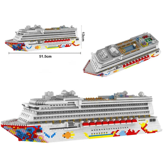 MOC Ideas Big Luxury Cruise Liner Ship MINI Bricks Toys