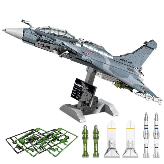 Military MOC Rafale Air Fighter Jet Plane Bricks Kids Toys