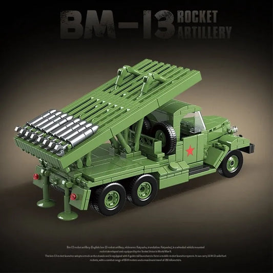 MOC Military WW2 BM13 Rocket Artillery Vehicle Bricks Toys
