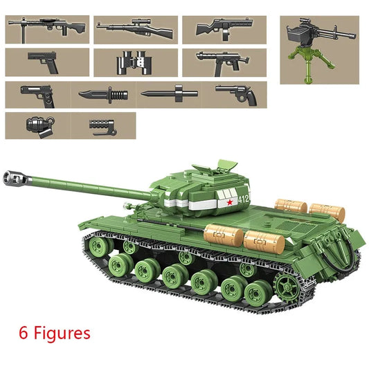 Military WW2 Soviet Army IS-2M Heavy Tank Bricks Toy