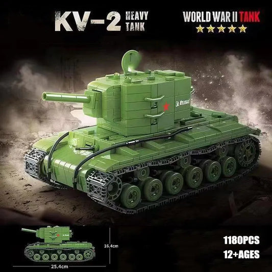 Military WW2 Soviet Army KV-2 Heavy Tank Bricks Toy