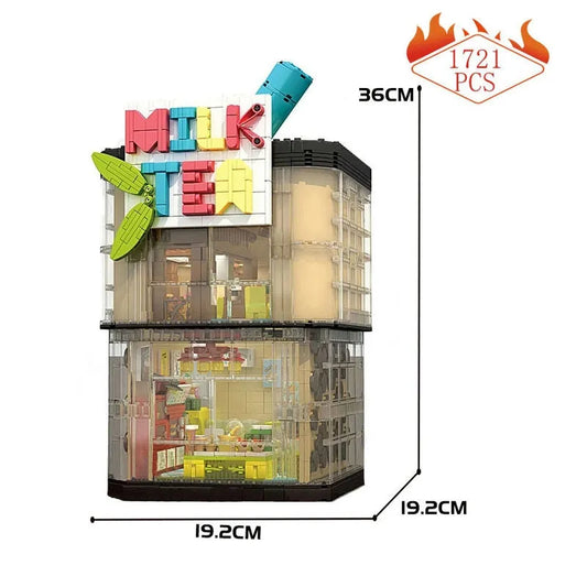 MOC Street Experts Milk Tea Store Shop Bricks Toy