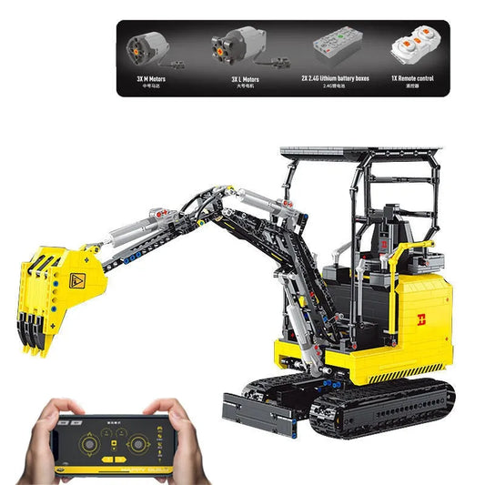 MOC APP Motorized RC Mini Excavator Truck Bricks Toys