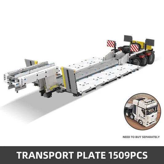 MOC APP Motorized RC Step Deck Trailer Truck Bricks Toy