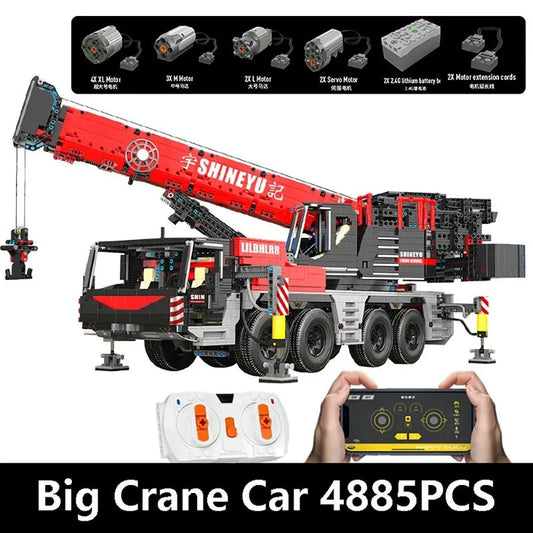 MOC RC APP Motorized Mobile Crane Truck Bricks Toy
