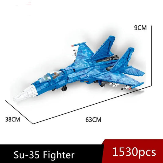 Military MOC SU-35 Fighter Aircraft Jet Plane Bricks Toys