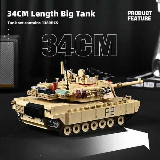 Military USA M1A2 Abrams Main Battle Tank Bricks Toy