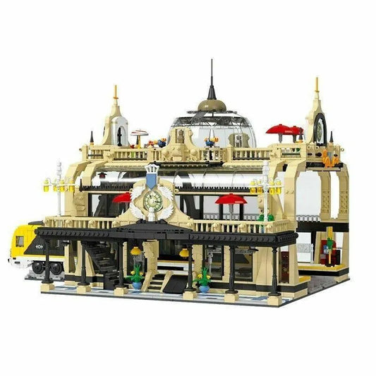 MOC City Creator Street European Train Station Bricks Toys