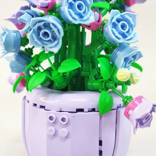MOC Idea Potted Bellflower Plant Bricks Kids Toys