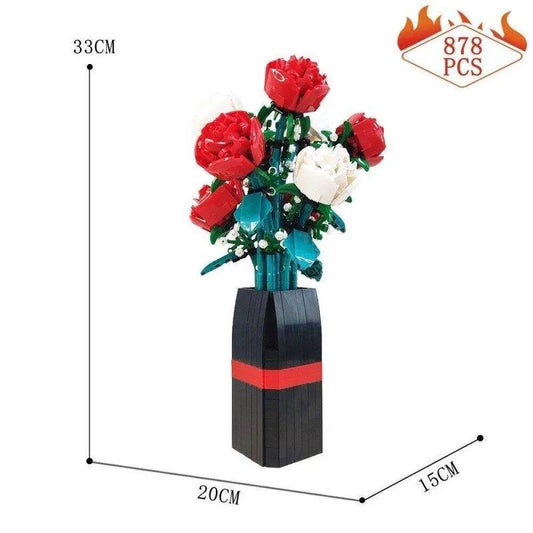 MOC Idea Potted Rose Flower Plant Bricks Kids Toys