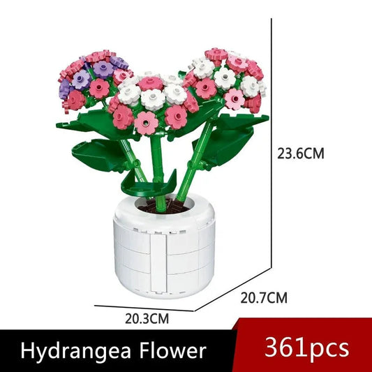 MOC Ideas Potted Hydrangea Plant Bricks Kids Toys