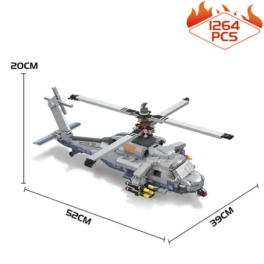 MOC Military Airborne Attack Fighter Helicopter Bricks Toys