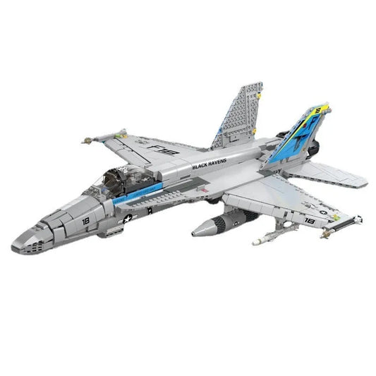 MOC Military F-18 Fighter Jet Aircraft Kids Bricks Toys