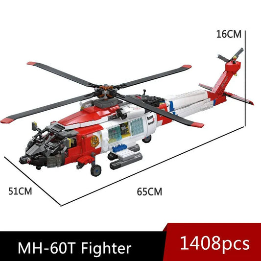 MOC Military MH-60T Armed Rescue Helicopter Bricks Toys