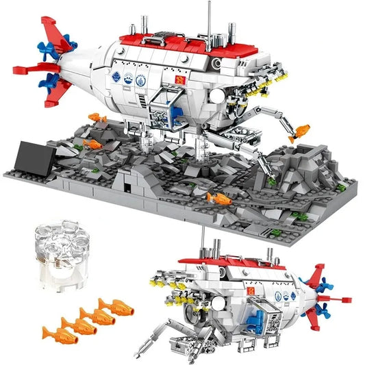 Military Manned Deep Sea Submarine Ship Bricks Toys