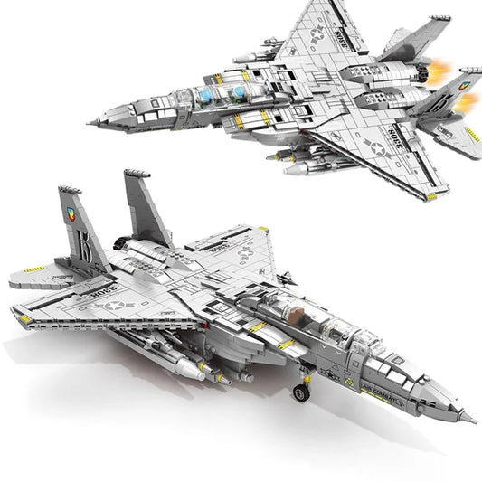 MOC Military Aircraft F15E Jet Fighter Plane Bricks Toys