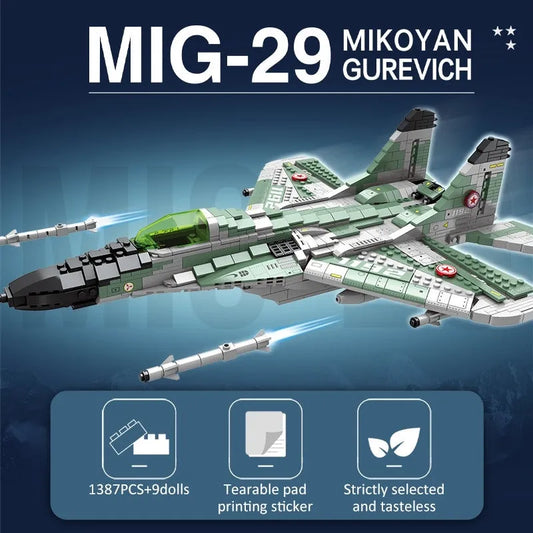 MOC Military Aircraft MIG 29 Fighter Jet Plane Bricks Toy