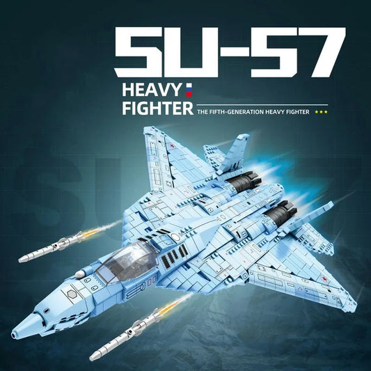 MOC Military Aircraft SU-57 Heavy Fighter Jet Bricks Toy