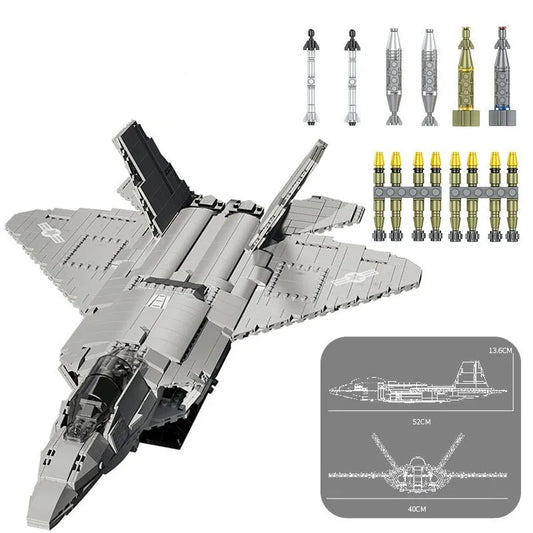 MOC Military F-22 Raptor Stealth Aircraft Bricks Toy