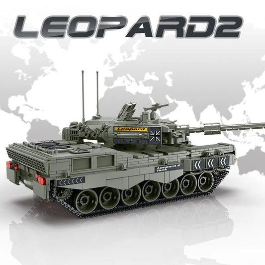 MOC Military WW2 Leopard 2A4 Battle Tank Bricks Toys