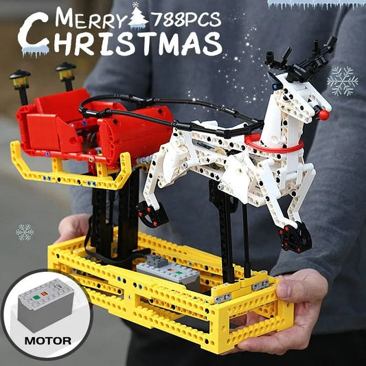 Building Blocks Motorized Santa Claus Reindeer Elk Bricks Toy