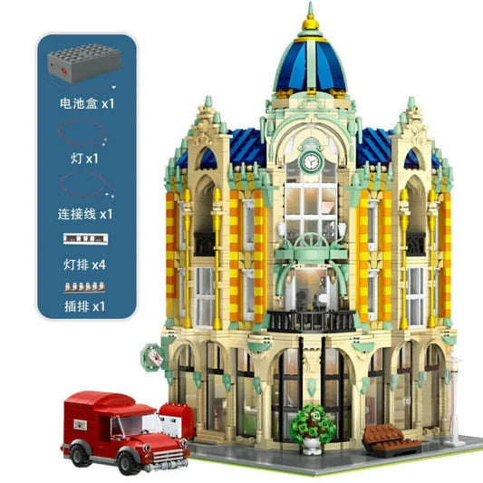 City Creator MOC Experts Corner Post Office with Light Bricks Toys