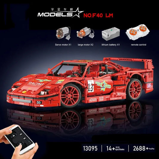 MOC 13095P RC Ferrari F40 Racing Sports Car Bricks Toys
