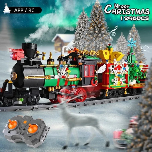 MOC APP Motorized RC Magic Christmas Train Bricks Toy