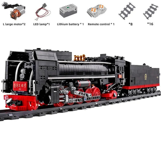 MOC APP Motorized RC QJ Steam Locomotive Train Bricks Toy