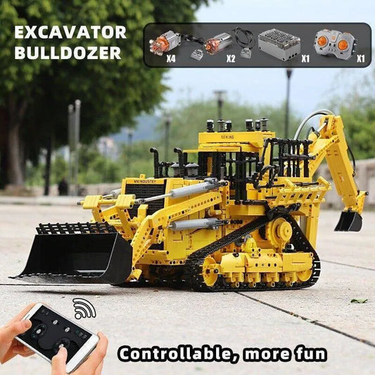 MOC APP RC Pneumatic Bulldozer Bricks Kids Toys 17023