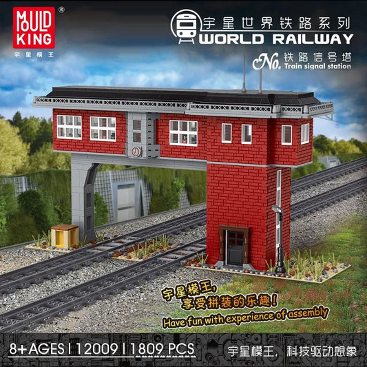 MOC City Train Signal Station Railway Bricks Toy 12009