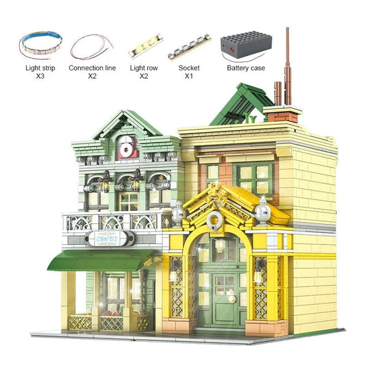 MOC Creator Expert French Restaurant LED Bricks Toys 16023