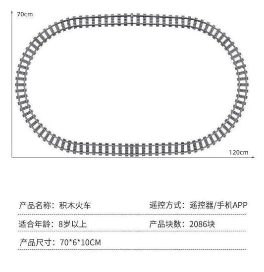 MOC Green Diesel Train Extended Carriage Bricks Toy