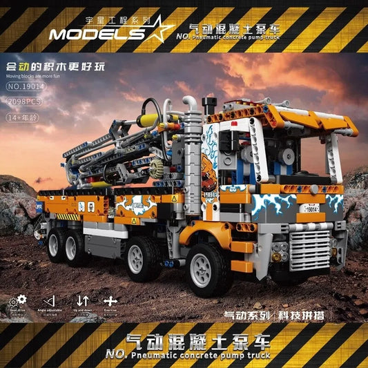 MOC Heavy-Duty Pneumatic Concrete Pump Truck Bricks Toy