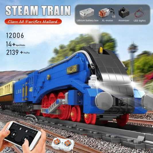 MOC Motorized APP RC A4 Pacific Mallard Train Bricks Toy