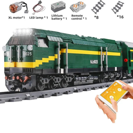 MOC Motorized RC APP NJ2 Locomotive Diesel Train Bricks Toy