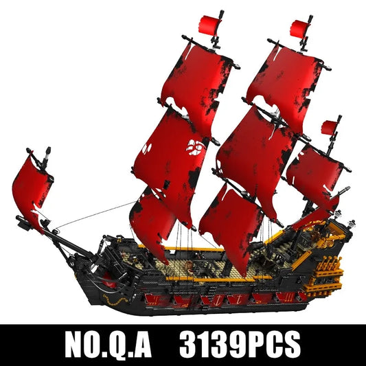 MOC Pirates Of Caribbean Red Pirate Ship Bricks Toys 13109
