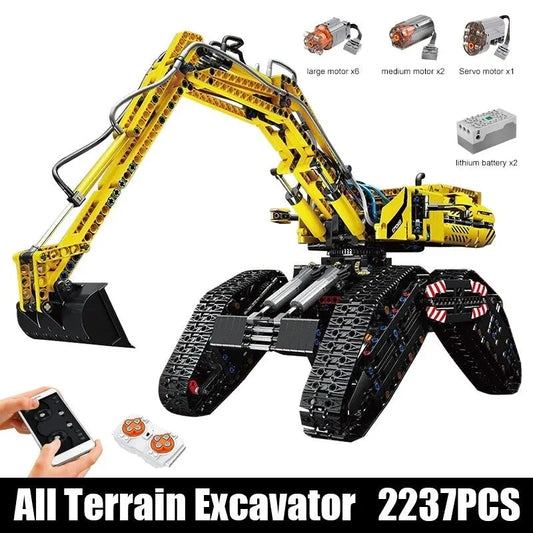 MOC RC Crawler All Terrain Truck Excavator Bricks Toy 17018