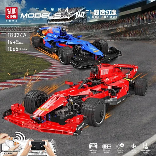 MOC RC Motorized F1 Red Furious Racing Car Bricks Toy 18024A