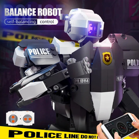 MOC STEM RC Police Balance Robot APP Bricks Toy