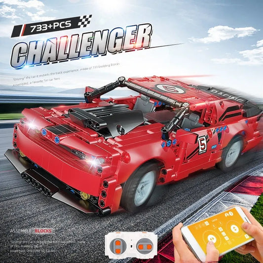 MOC Tech RC APP Challenger Racing Car Bricks Toys 15017
