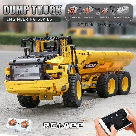 Tech MOC APP Motorized RC Custom Dump Truck Bricks Toy 17010