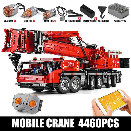 Tech MOC RC Heavy GMK Mobile Crane Truck Bricks Toy 17013