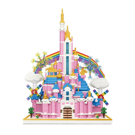 MOC 92002 Girls Princess Pink Rainbow Castle MINI Bricks Toys