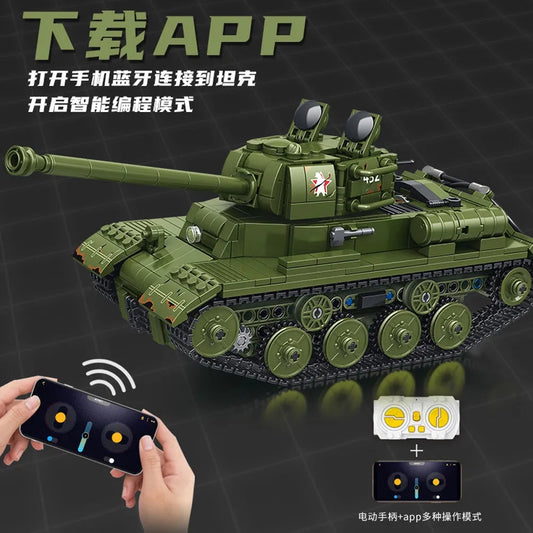 Military Motorized RC STALIN II JS-2 Heavy Battle Tank Bricks Toy
